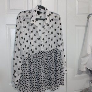 Lane Bryant Black/White Polka Dotted Blouse